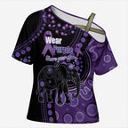 Australia Alzheimer's and Brain Awareness Personalised Cross Shoulder Shirt Elephant Forget-Me-Not Aboriginal Art