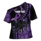 Australia Alzheimer's and Brain Awareness Personalised Cross Shoulder Shirt Elephant Forget-Me-Not Aboriginal Art