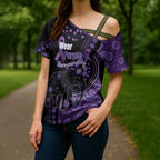 Australia Alzheimer's and Brain Awareness Personalised Cross Shoulder Shirt Elephant Forget-Me-Not Aboriginal Art