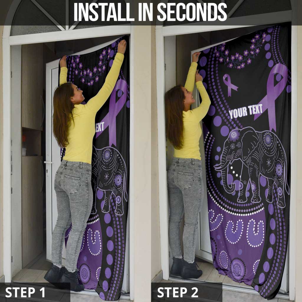 Australia Alzheimer's and Brain Awareness Personalised Door Cover Elephant Forget-Me-Not Aboriginal Art