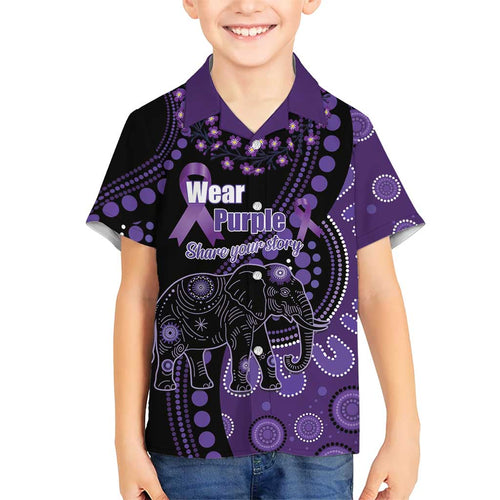 Australia Alzheimer's and Brain Awareness Personalised Family Matching Mermaid Dress and Hawaiian Shirt Elephant Forget-Me-Not Aboriginal Art