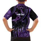 Australia Alzheimer's and Brain Awareness Personalised Family Matching Off Shoulder Maxi Dress and Hawaiian Shirt Elephant Forget-Me-Not Aboriginal Art