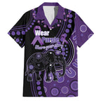 Australia Alzheimer's and Brain Awareness Personalised Family Matching Off Shoulder Maxi Dress and Hawaiian Shirt Elephant Forget-Me-Not Aboriginal Art