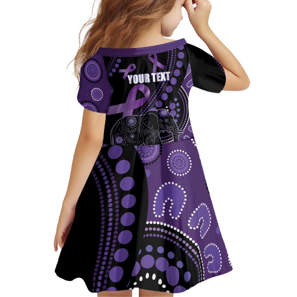 Australia Alzheimer's and Brain Awareness Personalised Family Matching Puletasi and Hawaiian Shirt Elephant Forget-Me-Not Aboriginal Art
