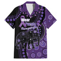 Australia Alzheimer's and Brain Awareness Personalised Family Matching Puletasi and Hawaiian Shirt Elephant Forget-Me-Not Aboriginal Art