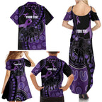 Australia Alzheimer's and Brain Awareness Personalised Family Matching Summer Maxi Dress and Hawaiian Shirt Elephant Forget-Me-Not Aboriginal Art