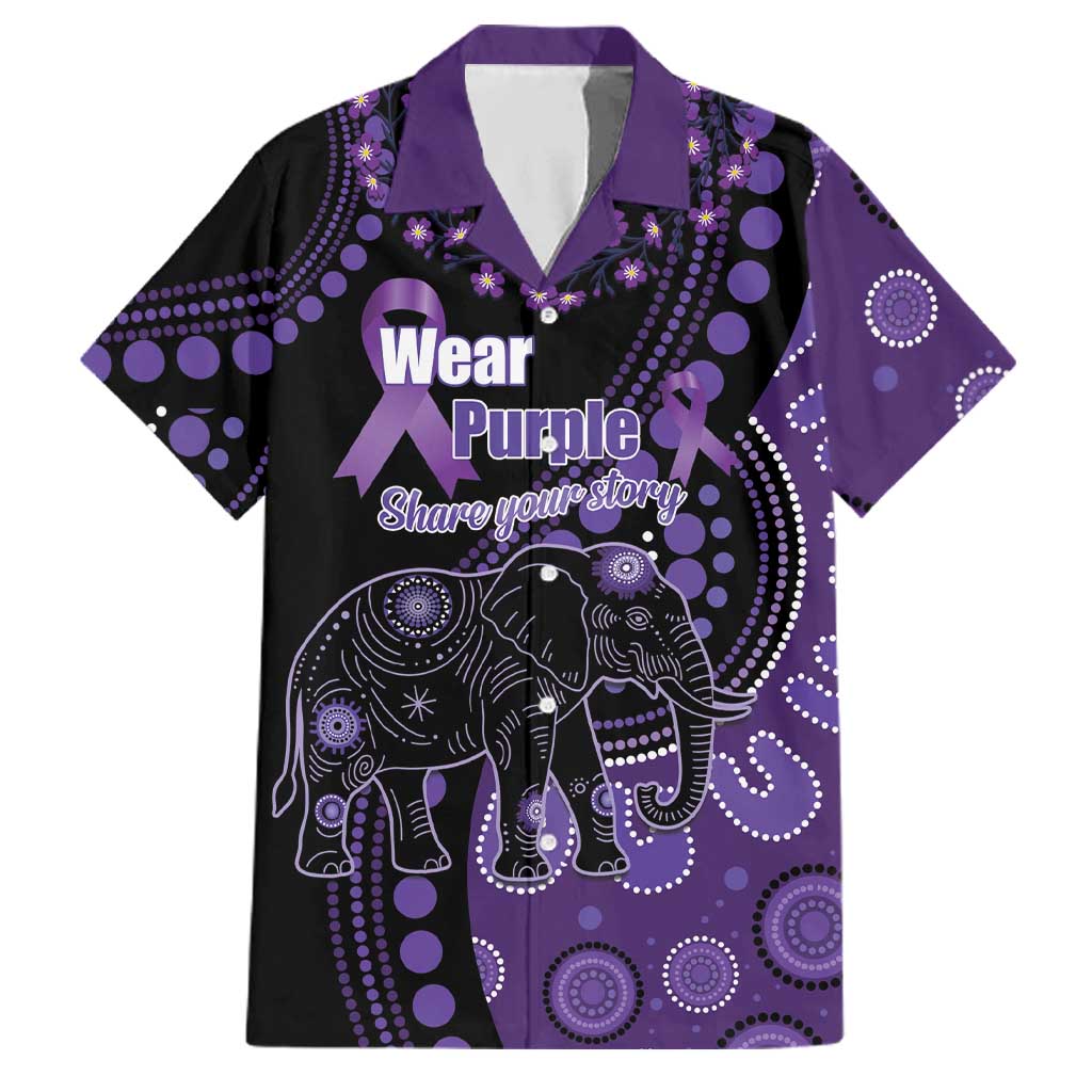 Australia Alzheimer's and Brain Awareness Personalised Family Matching Summer Maxi Dress and Hawaiian Shirt Elephant Forget-Me-Not Aboriginal Art