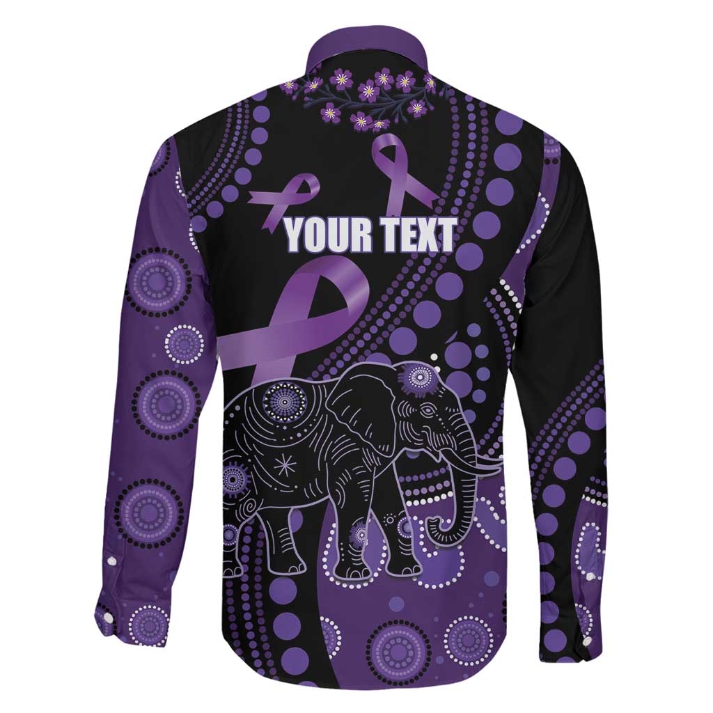 Australia Alzheimer's and Brain Awareness Personalised Family Matching Summer Maxi Dress and Hawaiian Shirt Elephant Forget-Me-Not Aboriginal Art