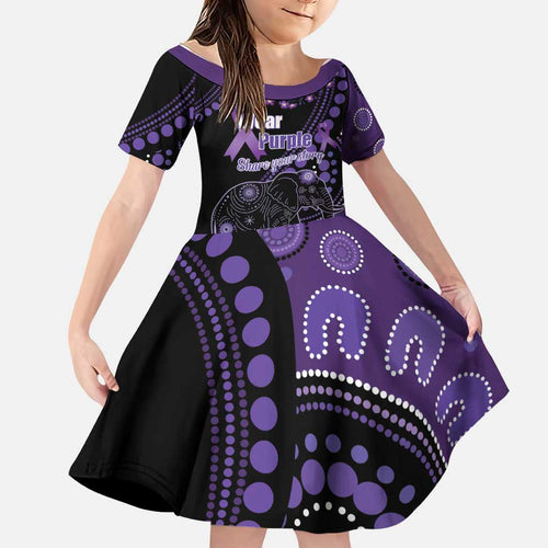 Australia Alzheimer's and Brain Awareness Personalised Family Matching Tank Maxi Dress and Hawaiian Shirt Elephant Forget-Me-Not Aboriginal Art