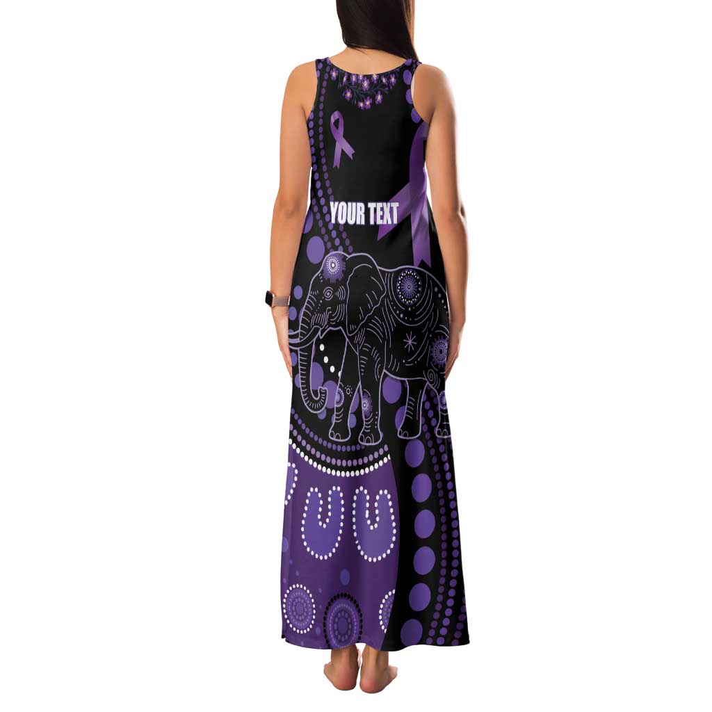 Australia Alzheimer's and Brain Awareness Personalised Family Matching Tank Maxi Dress and Hawaiian Shirt Elephant Forget-Me-Not Aboriginal Art