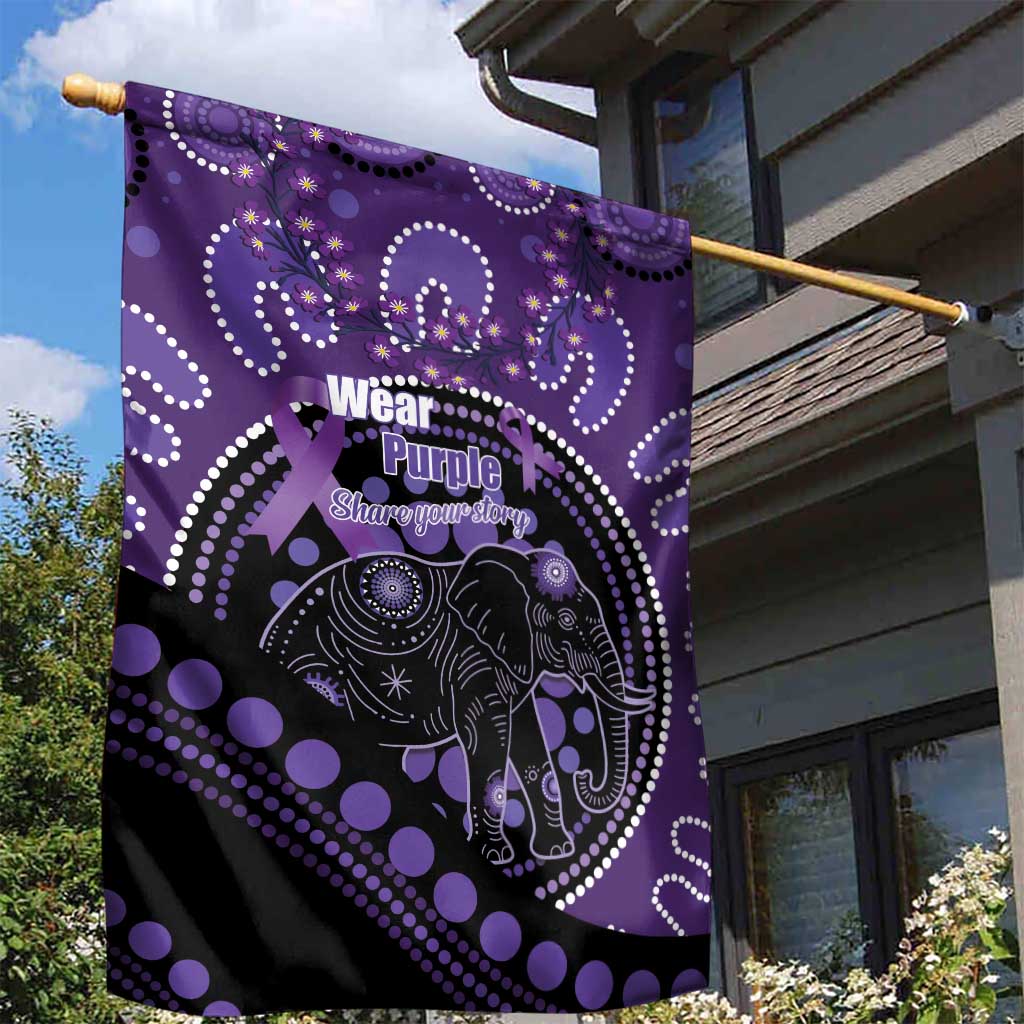Australia Alzheimer's and Brain Awareness Garden Flag Elephant Forget-Me-Not Aboriginal Art