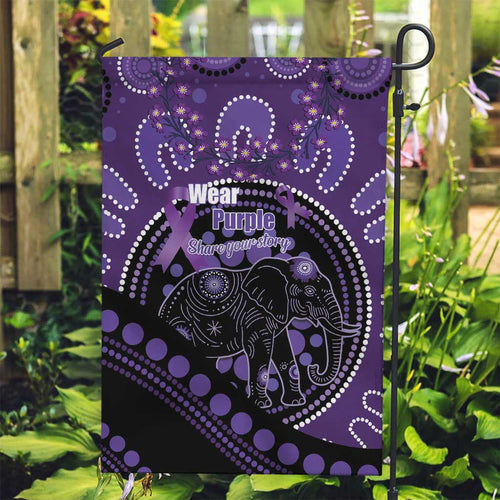 Australia Alzheimer's and Brain Awareness Garden Flag Elephant Forget-Me-Not Aboriginal Art
