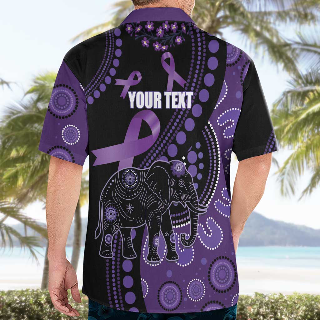 Australia Alzheimer's and Brain Awareness Personalised Hawaiian Shirt Elephant Forget-Me-Not Aboriginal Art