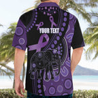 Australia Alzheimer's and Brain Awareness Personalised Hawaiian Shirt Elephant Forget-Me-Not Aboriginal Art