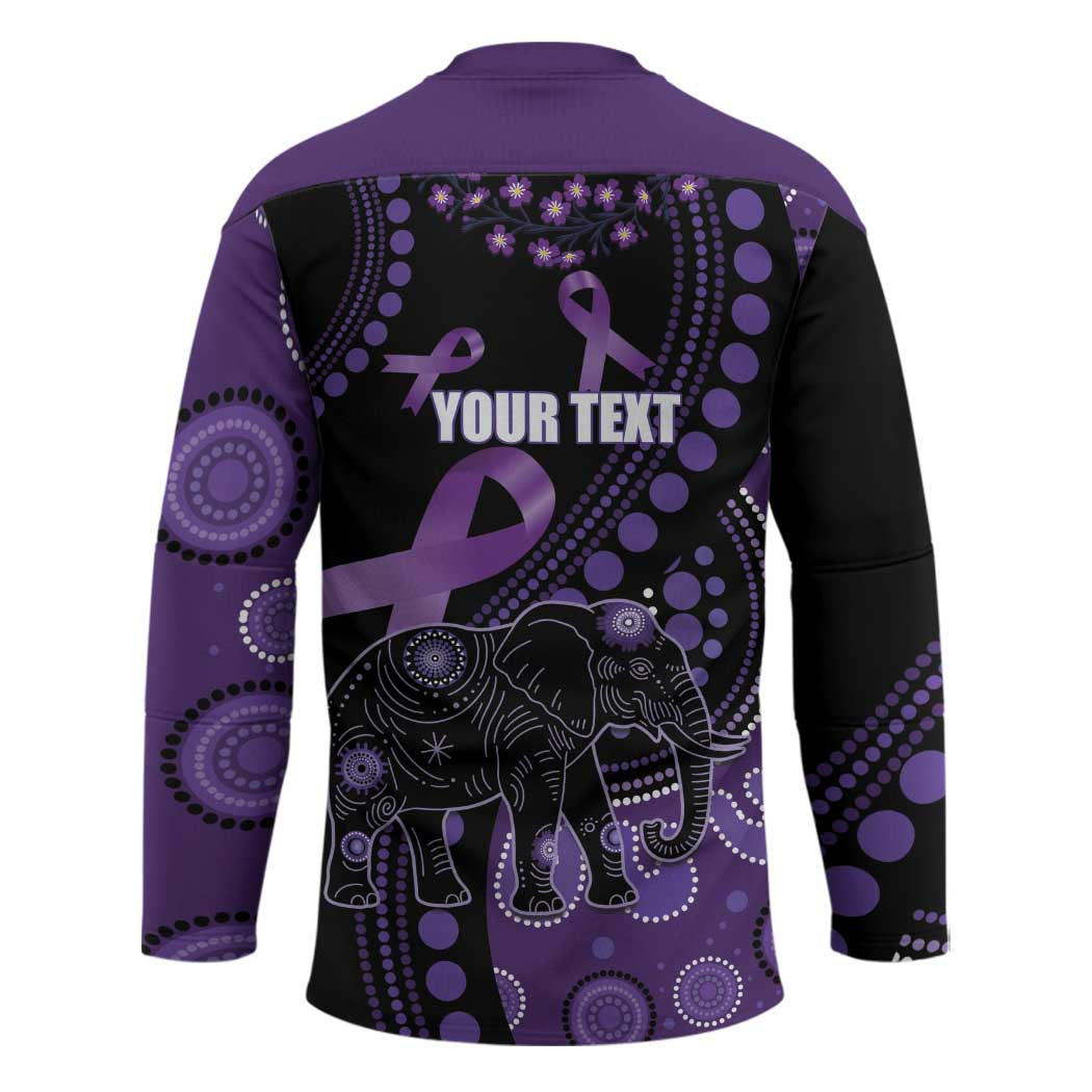 Australia Alzheimer's and Brain Awareness Personalised Hockey Jersey Elephant Forget-Me-Not Aboriginal Art
