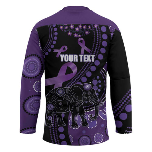 Australia Alzheimer's and Brain Awareness Personalised Hockey Jersey Elephant Forget-Me-Not Aboriginal Art