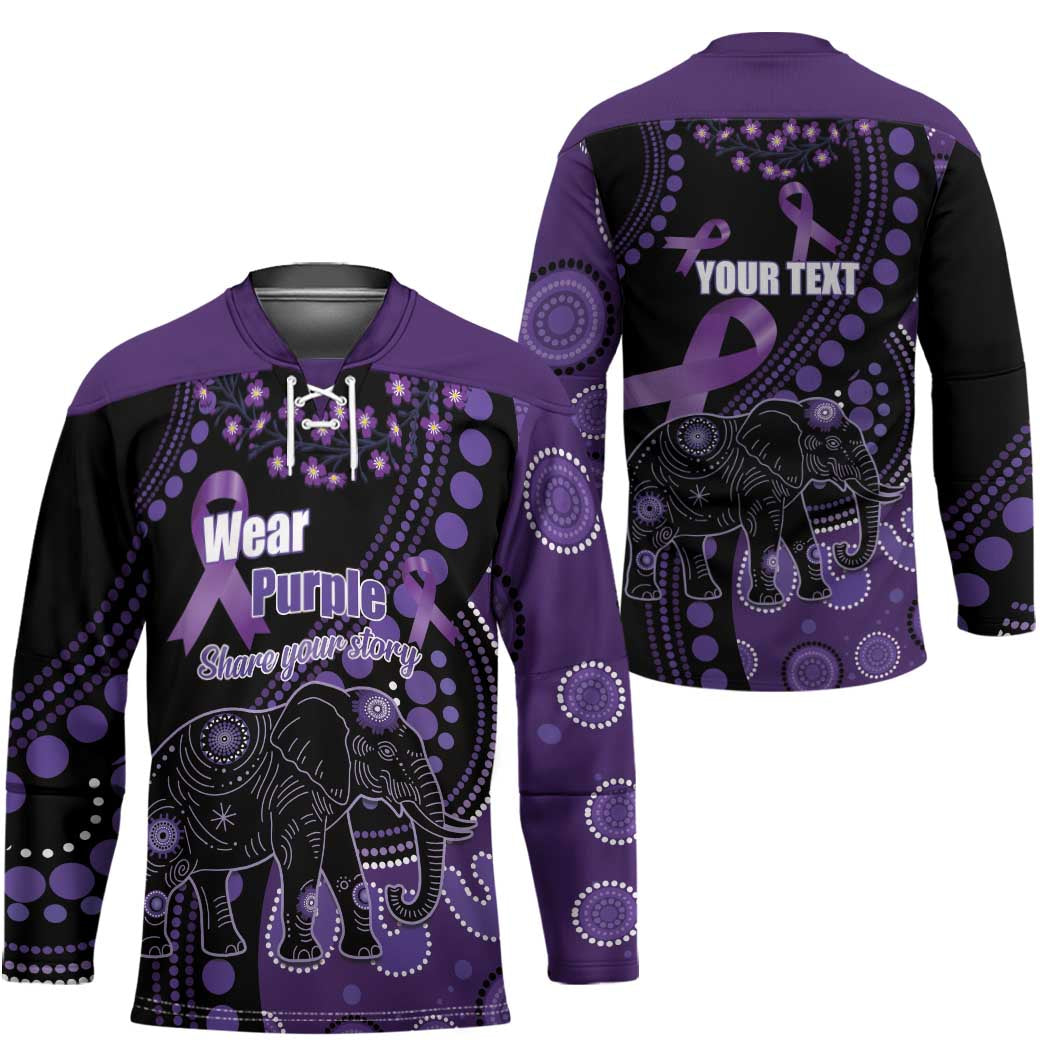 Australia Alzheimer's and Brain Awareness Personalised Hockey Jersey Elephant Forget-Me-Not Aboriginal Art