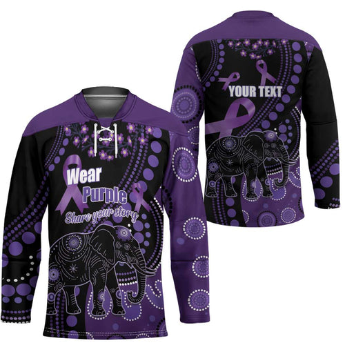 Australia Alzheimer's and Brain Awareness Personalised Hockey Jersey Elephant Forget-Me-Not Aboriginal Art