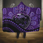 Australia Alzheimer's and Brain Awareness Hooded Blanket Elephant Forget-Me-Not Aboriginal Art