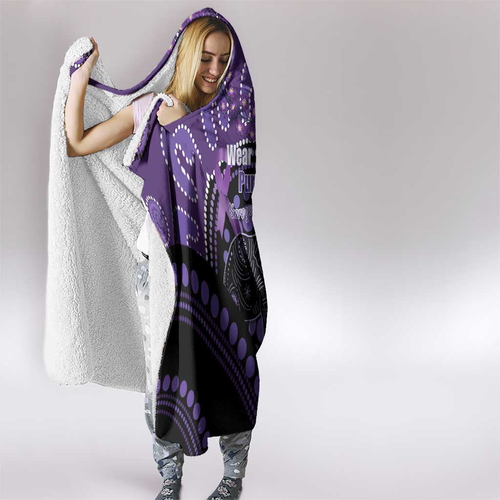 Australia Alzheimer's and Brain Awareness Hooded Blanket Elephant Forget-Me-Not Aboriginal Art