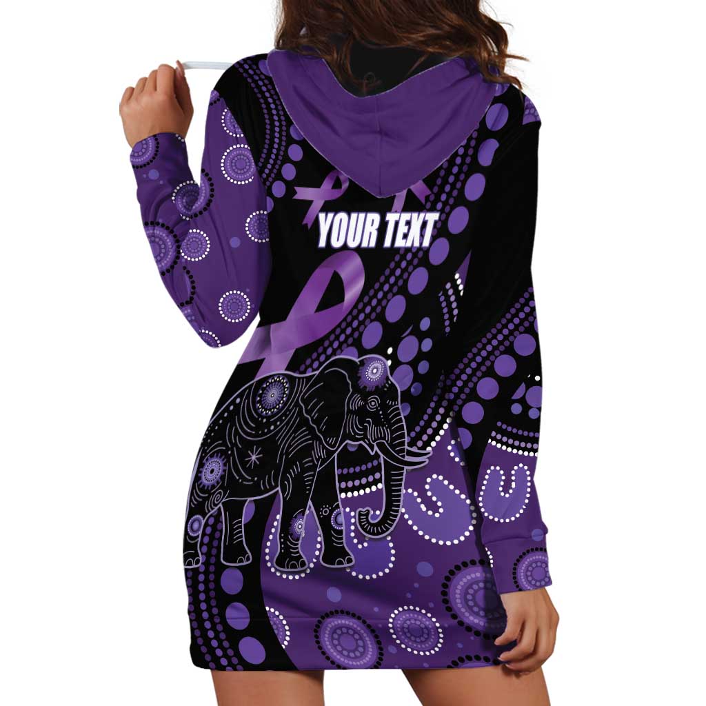 Australia Alzheimer's and Brain Awareness Personalised Hoodie Dress Elephant Forget-Me-Not Aboriginal Art