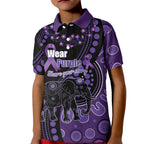 Australia Alzheimer's and Brain Awareness Personalised Kid Polo Shirt Elephant Forget-Me-Not Aboriginal Art