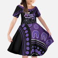 Australia Alzheimer's and Brain Awareness Personalised Kid Short Sleeve Dress Elephant Forget-Me-Not Aboriginal Art