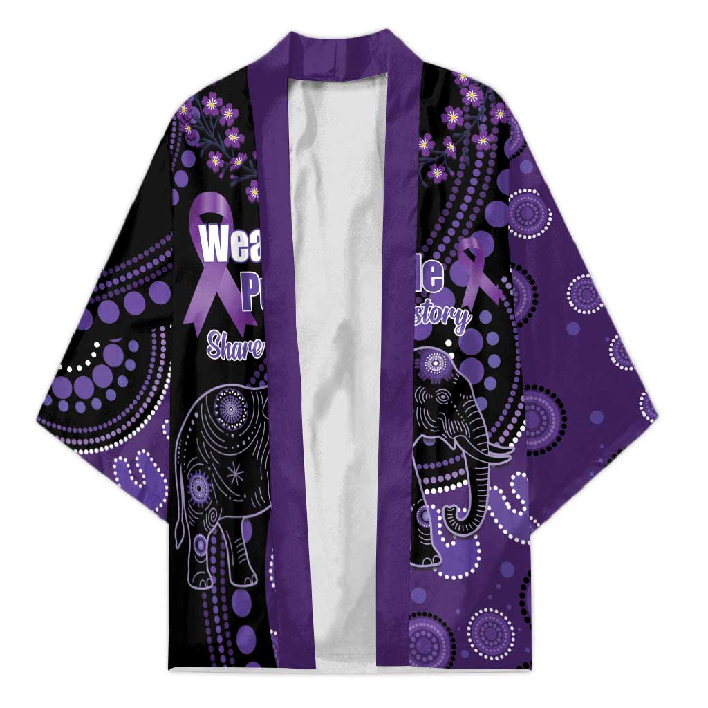 Australia Alzheimer's and Brain Awareness Personalised Kimono Elephant Forget-Me-Not Aboriginal Art