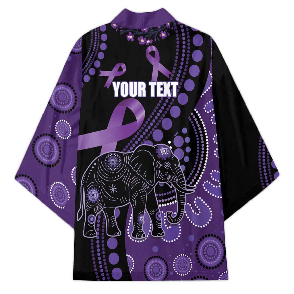 Australia Alzheimer's and Brain Awareness Personalised Kimono Elephant Forget-Me-Not Aboriginal Art