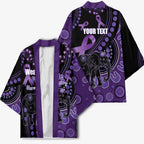 Australia Alzheimer's and Brain Awareness Personalised Kimono Elephant Forget-Me-Not Aboriginal Art