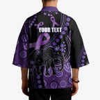 Australia Alzheimer's and Brain Awareness Personalised Kimono Elephant Forget-Me-Not Aboriginal Art