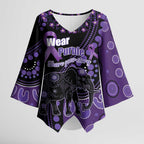 Australia Alzheimer's and Brain Awareness Personalised Kimono Sleeve Blouse Elephant Forget-Me-Not Aboriginal Art