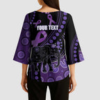 Australia Alzheimer's and Brain Awareness Personalised Kimono Sleeve Blouse Elephant Forget-Me-Not Aboriginal Art