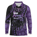 Australia Alzheimer's and Brain Awareness Personalised Long Sleeve Polo Shirt Elephant Forget-Me-Not Aboriginal Art
