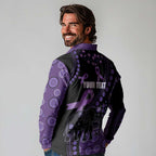 Australia Alzheimer's and Brain Awareness Personalised Long Sleeve Polo Shirt Elephant Forget-Me-Not Aboriginal Art
