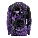 Australia Alzheimer's and Brain Awareness Personalised Long Sleeve Shirt Elephant Forget-Me-Not Aboriginal Art