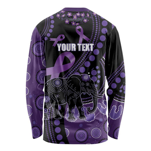 Australia Alzheimer's and Brain Awareness Personalised Long Sleeve Shirt Elephant Forget-Me-Not Aboriginal Art