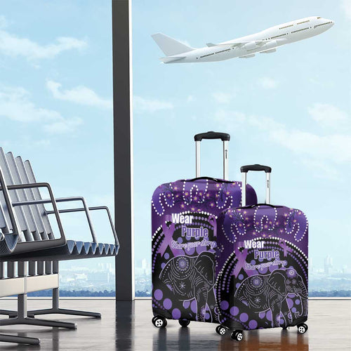 Australia Alzheimer's and Brain Awareness Luggage Cover Elephant Forget-Me-Not Aboriginal Art