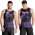 Australia Alzheimer's and Brain Awareness Personalised Men Tank Top Elephant Forget-Me-Not Aboriginal Art