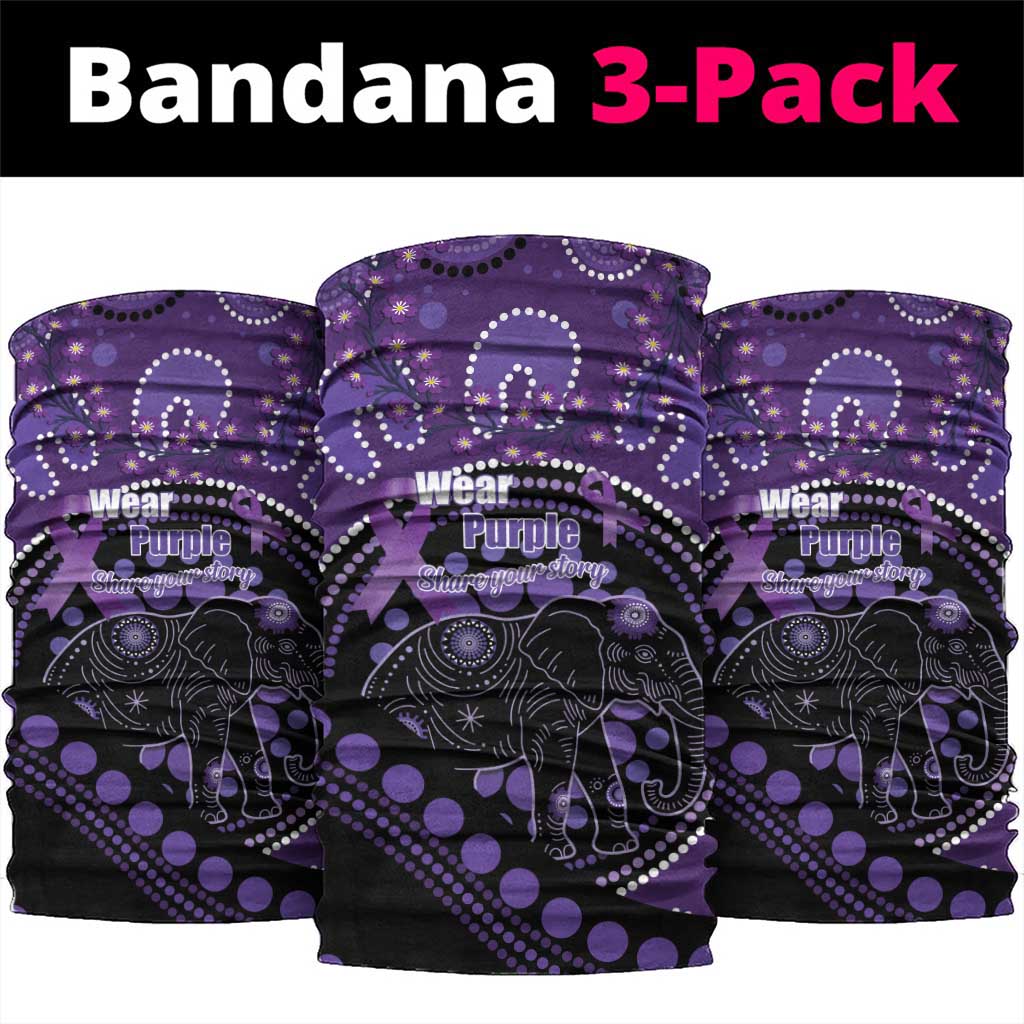 Australia Alzheimer's and Brain Awareness Neck Gaiter Elephant Forget-Me-Not Aboriginal Art