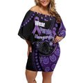 Australia Alzheimer's and Brain Awareness Personalised Off Shoulder Short Dress Elephant Forget-Me-Not Aboriginal Art