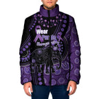 Australia Alzheimer's and Brain Awareness Personalised Padded Jacket Elephant Forget-Me-Not Aboriginal Art