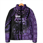 Australia Alzheimer's and Brain Awareness Personalised Padded Jacket Elephant Forget-Me-Not Aboriginal Art