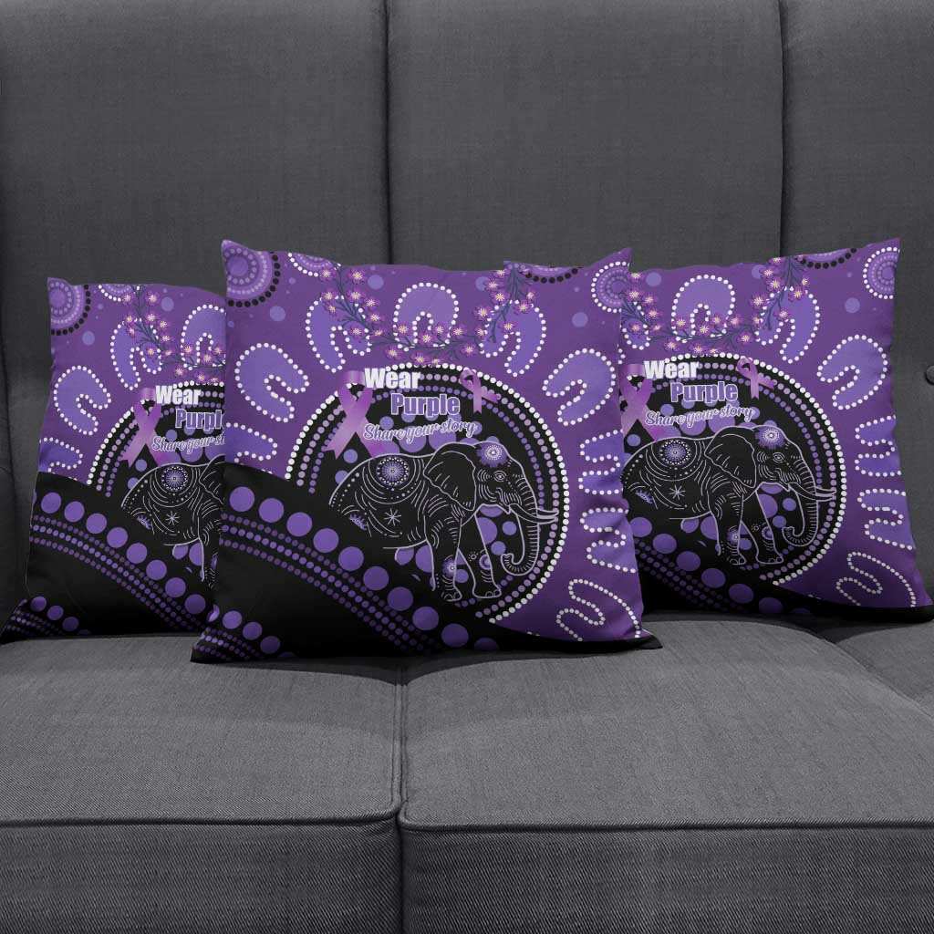 Australia Alzheimer's and Brain Awareness Pillow Cover Elephant Forget-Me-Not Aboriginal Art