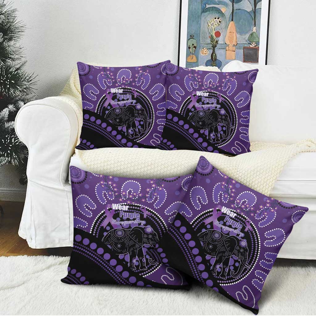 Australia Alzheimer's and Brain Awareness Pillow Cover Elephant Forget-Me-Not Aboriginal Art