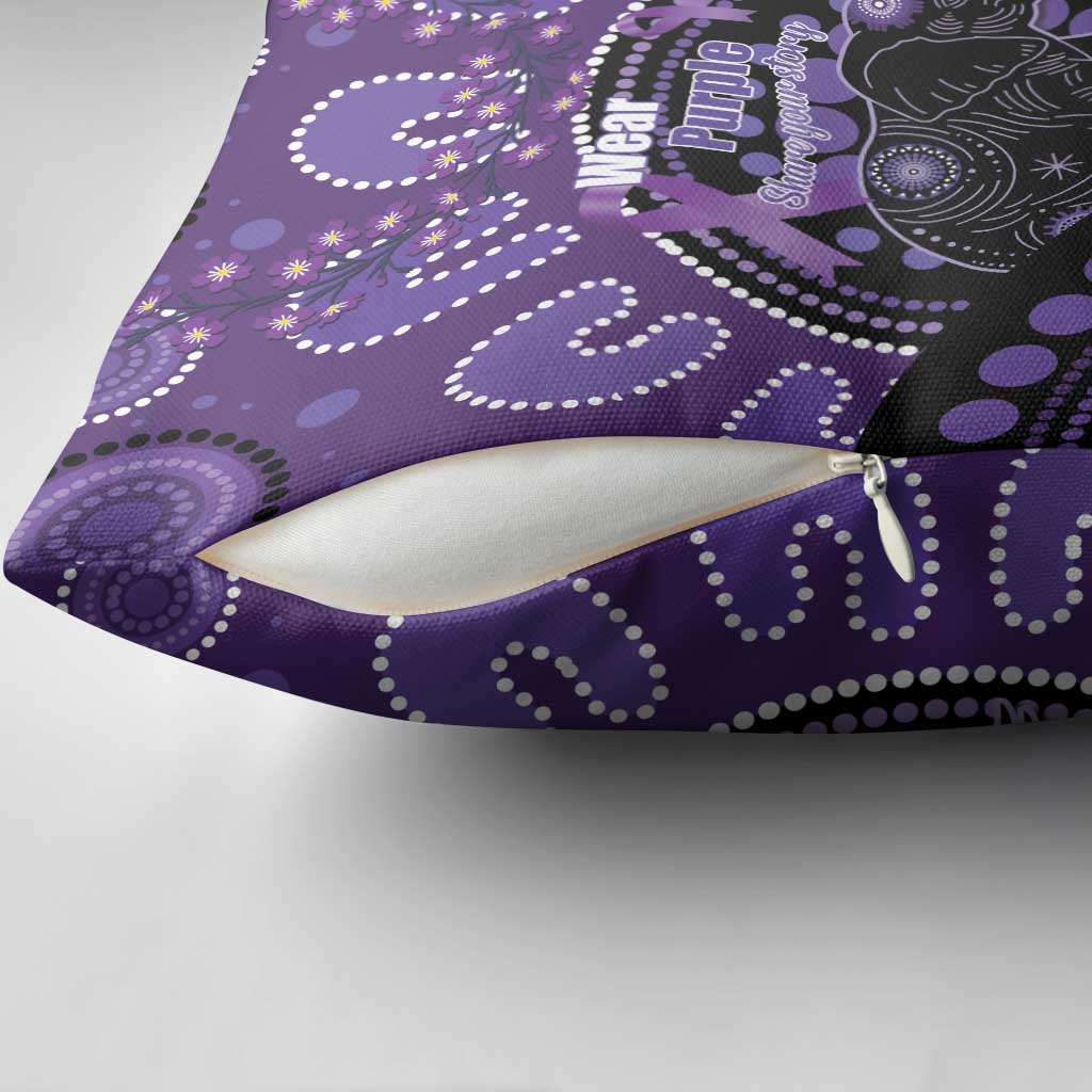 Australia Alzheimer's and Brain Awareness Pillow Cover Elephant Forget-Me-Not Aboriginal Art