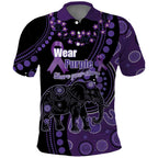 Australia Alzheimer's and Brain Awareness Personalised Polo Shirt Elephant Forget-Me-Not Aboriginal Art