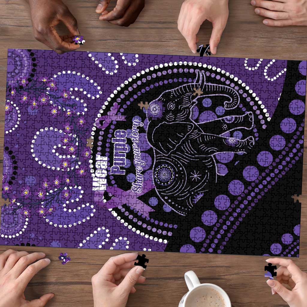 Australia Alzheimer's and Brain Awareness Puzzle Elephant Forget-Me-Not Aboriginal Art