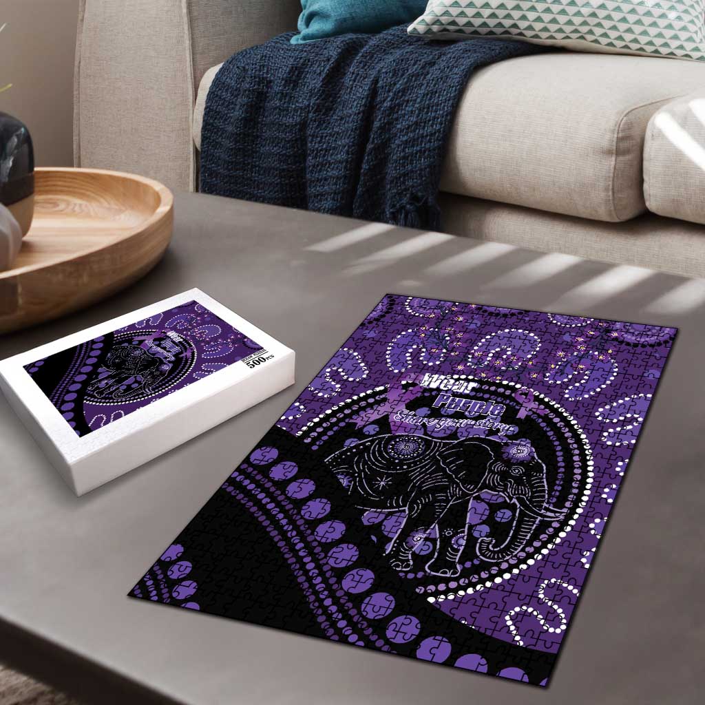Australia Alzheimer's and Brain Awareness Puzzle Elephant Forget-Me-Not Aboriginal Art