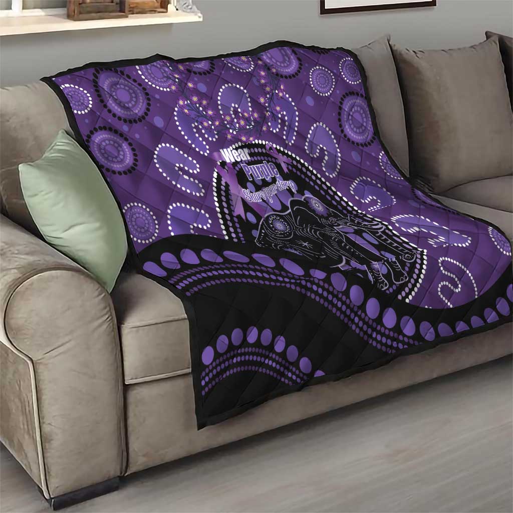 Australia Alzheimer's and Brain Awareness Quilt Elephant Forget-Me-Not Aboriginal Art